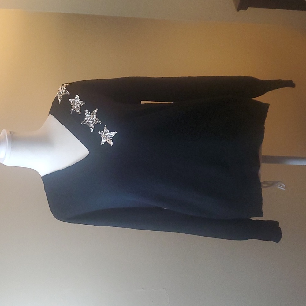 Loft black sweater, small, embellished with sequins